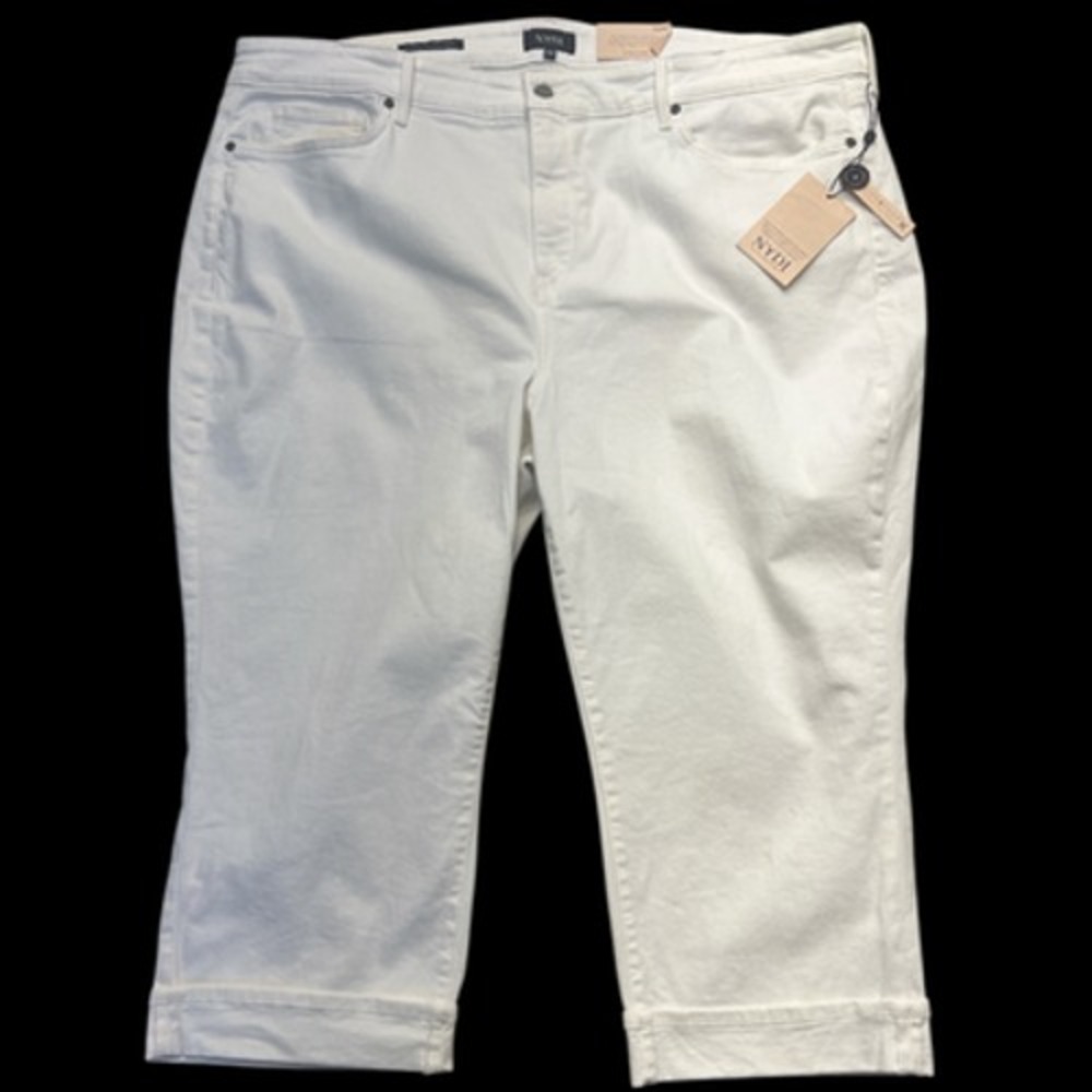 NYDJ Marilyn Jeans Womens 24W Optic White Crop Cuff Lift Tuck Stretch WCFO2108